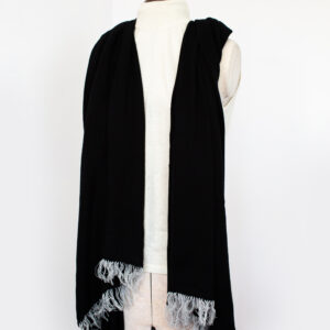 Knitted Cashmere Stole with Tassel - Black