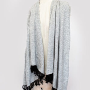Knitted Cashmere Stole with Tassel - Grey