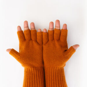 Woollen Gloves, Fingerless, Orange