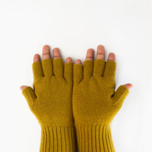Woollen Gloves, Fingerless, Olive Yellow