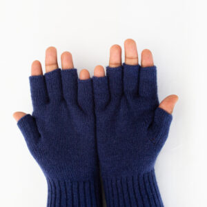 Woollen Gloves, Fingerless, Navy Blue
