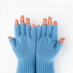 Woollen Gloves, Fingerless, Light Blue