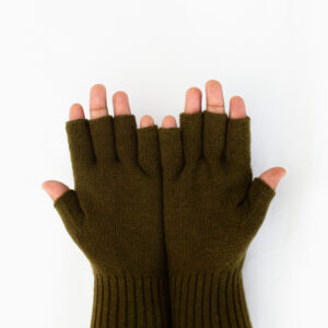 Woollen Gloves, Fingerless, Olive