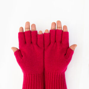 Woollen  Gloves, Fingerless, Dark Pink