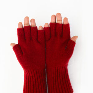 Woollen Gloves, Fingerless, Red