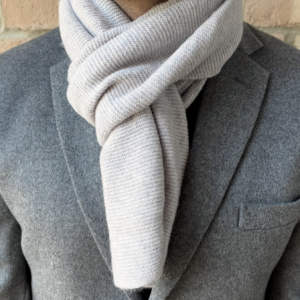 100% Cashmere Scarf, Purl Stitch, Grey