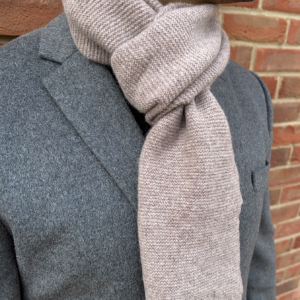 100% Cashmere Scarf, Purl Stitch, Beige