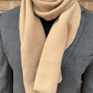 100% Cashmere Scarf, Purl Stitch, Camel