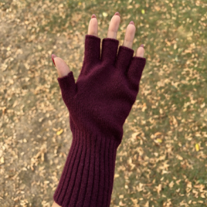 Woollen Gloves, Fingerless, Burgundy