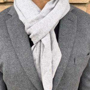 100%Yak Wool Scarf, Grey, Jersey Knit