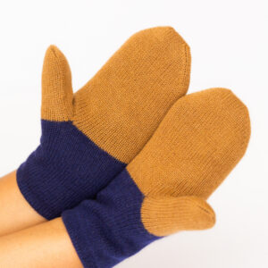 Reversible Cashmere Mitten Yellow Navy