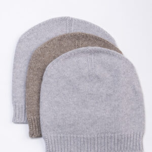 100% Yak Wool Beanie, Grey & Beige