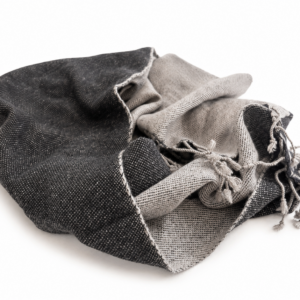 100% Cashmere Scarf, Black Grey Reversible Scarf