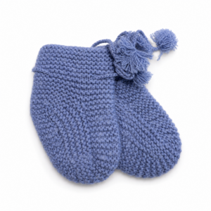 Baby booties blue - 100% Cashmere, Knitted, 6-12months