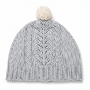 Baby Cap Grey - 100% Cashmere, Knitted, 6-12months