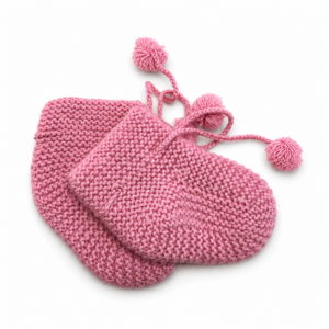 Baby booties Pink - 100% Cashmere, Knitted, 6-12months