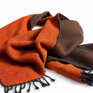 100% Cashmere Scarf, Orange Black Reversible Scarf
